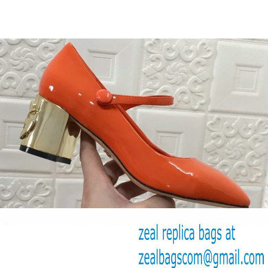 Dolce  &  Gabbana Heel 6.5cm Patent Leather Mary Janes Orange with DG Karol Heel 2021